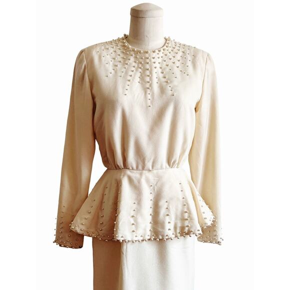 Victor Costa Dresses & Skirts - Vintage Victor Costa Dress Ivory Pearls Bridal size Small New with Tags